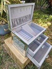 New Silver Mirror Glass Jewelry Storage Box
