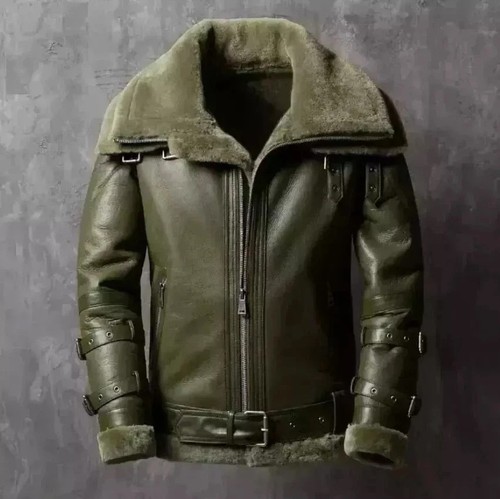 Men olive green shearling - green,