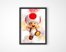 Toad Stool Mushroom Mario Nintendo Watercolour Print