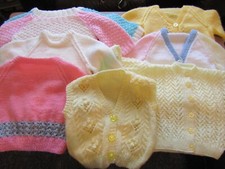 ASSORTED NEW HAND KNITTED BABY CARDIGANS  & JUMPERS AGE 3-6 MONTHS.