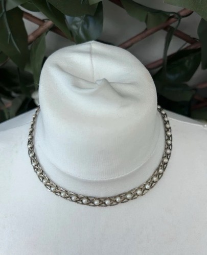 Vintage pearl lattice choker - pearl,