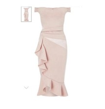 Lipsy Nude Bardot Dress Size
