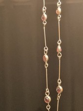 Pretty Silver Tone Garnet Bead