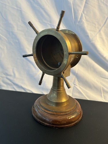 Brass ships wheel - brass, clock