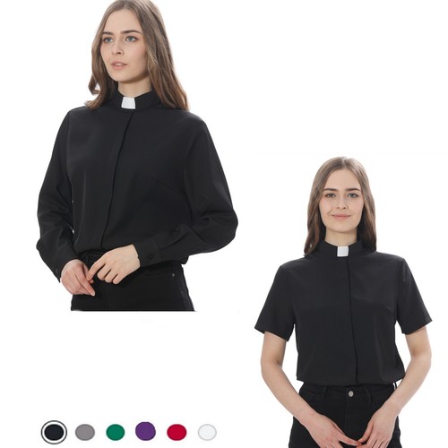 Women clergy shirt inset tab - inset,