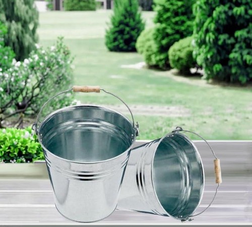 Galvanised metal bucket - bucket, handle