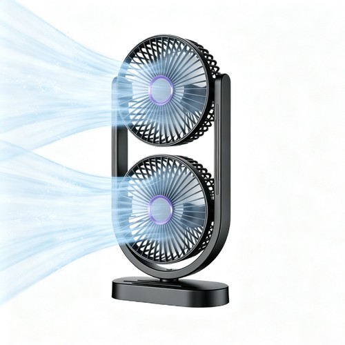 Portable desk dual cooling fan - dual,