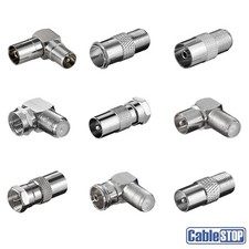 F Plug Coax Aerial Satellite Cable Connector Male Female Right Angle Adapter