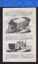 Antique Farm Wagons on rails, Pulpwood & Hay, French Agriculture -1865