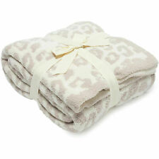 Barefoot Dreams Blanket Leopard Print Barefoot Throw Stone Cream Soft Blanket/