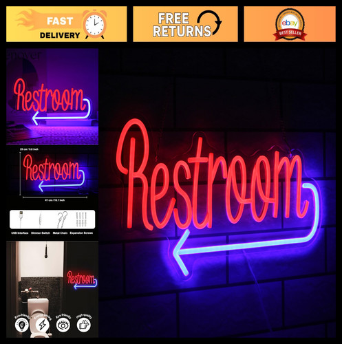 Neon toilet sign wall decor - neon,