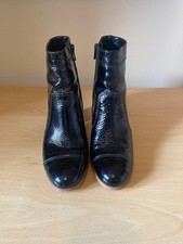 DUNE patent black leather heeled boots, in excellent condition, size 3