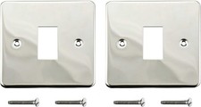 ElekTek Twin Pack Chrome Plated Single Light Switch Polished Metal Cover Plate 