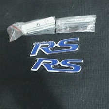 2x Dark Blue Silver RS Chrome Metal Front Grille Badge Emblem Sports Edition Car
