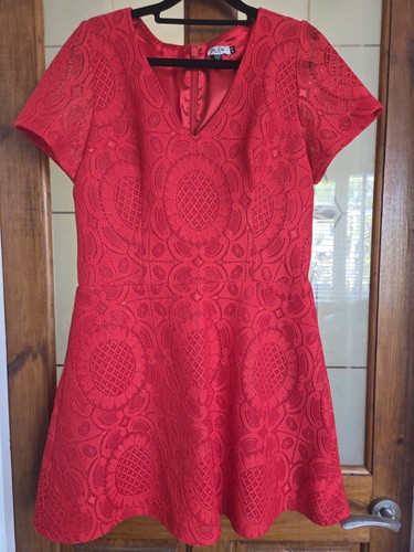 Chi london red lined - lined, dress