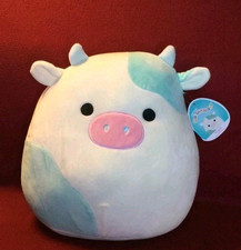 12” BELANA Teal & White Moo Milk COW Bull Squishmallows Plush Toy No Bandana 12"
