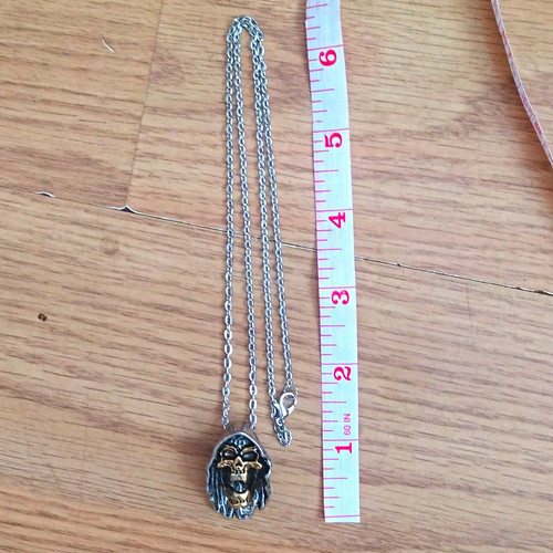 Silver tone gothic skull charm - silver-tone,