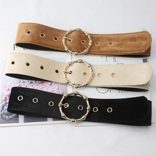 Women Fashion Coat Skirts Dress Decoration Simple Wide Suede Belt Design Buckle
