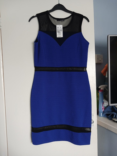 Quiz blue black bodycon mesh - blue,