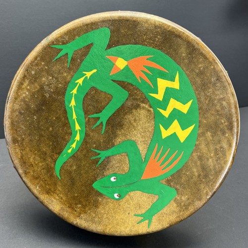 Hand drum painted lizard - painted,
