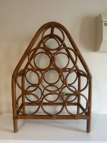 Wicker wine rack bamboo boho - rack,