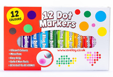 12 Coloured Dotters Dabbers Felt Dot Markers Mixed Pens Ticket Dobbers Non Drip