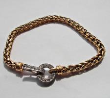 18ct Heavy Gold Diamond set wheat design bracelet mens or ladies 7 & 1/2 inches