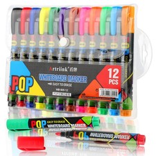 12x White Board Markers Assorted Colour Pens Pen Dry Eraser Easy Wipe Whiteboard