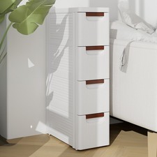 4 Drawer White Narrow Storage Cabinet