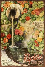 Ryder's Flower Seed Catalogue Advert Aged Look Vintage Retro Style Metal Sign
