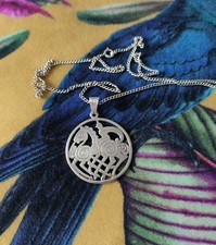 Sterling Silver Vintage Shetland Silver Odin Norse God Pendant Necklace.