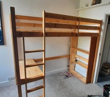 Pine Loft Bed (Single) With Desk & Bookcase