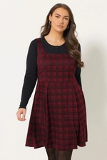 Yours Curve Women's Plus Size Check Pinafore Dress