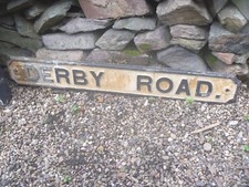  Victorian Cast Iron Street Name Sign "DERBY ROAD “...Display,Man cave,Prop,? 