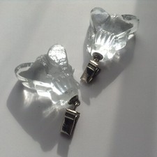 Lovely Clear Crystal? Bee Glass (Blind Strings?) Tablecloth Clip-on Weights