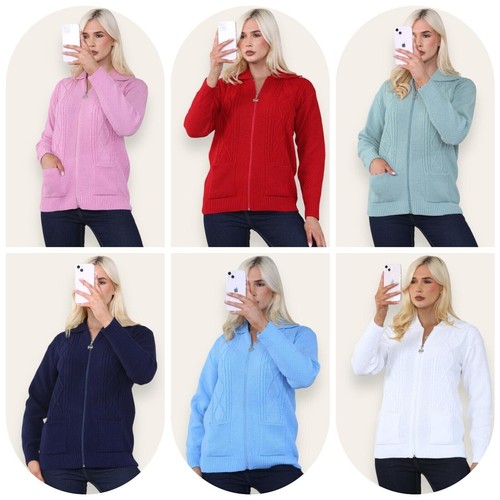 Ladies knitted cable zipper - ladies,