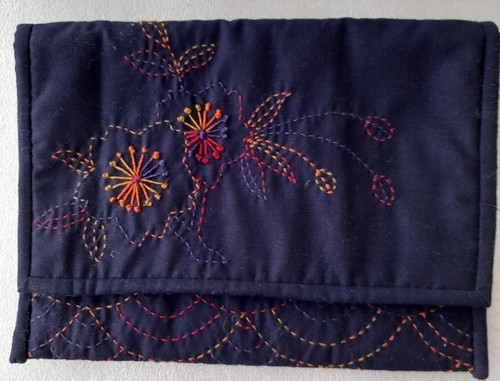 Sashiko embroidery clutch bag