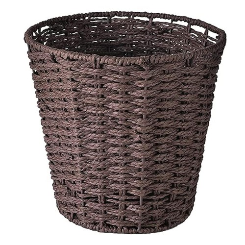 Round wicker waste paper bin - wicker,