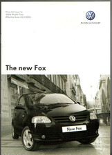 Volkswagen Fox Specifications 2006 UK Market Brochure 1.2 & 1.4, Urban Fox