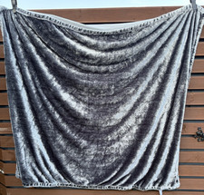 Silver grey faux fur bed sofa throw fleece back George Asda 62 x 54 inches