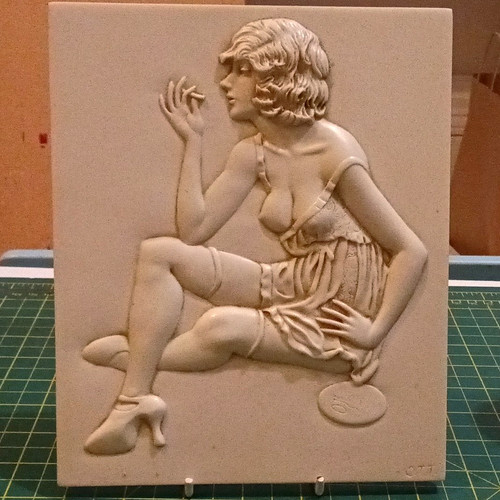 Art nouveau resin tile erotic - resin,