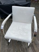 Brno Armchair - Flat Bar style by Mies Van Der Rohe - white leather