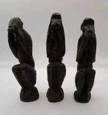 Set Of Carved Dark Wood 3 Wise