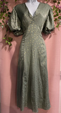 Quiz green with gold print dress size 14
