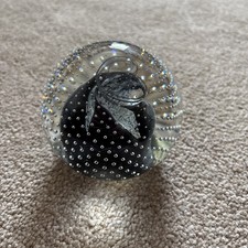 Beautiful Vintage Caithness ''CAULDRON'' Crystal Glass paperweight Black VGC