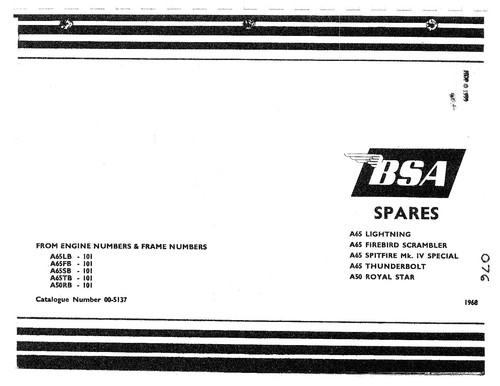 Bsa parts manual book - bsa, 1968