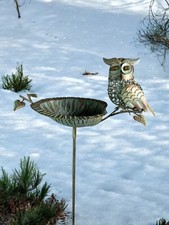 Verdigris Owl Bird Bath