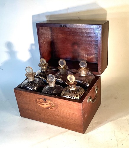 Georgian inlaid six bottle - inlaid,