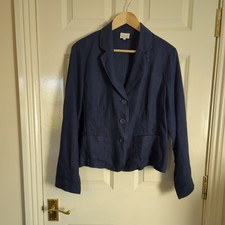 East Womens Navy Linen Blazer