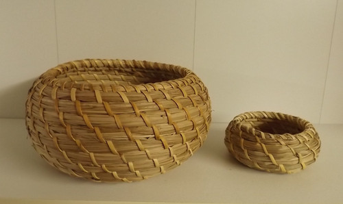 Pair wicker woven baskets - /,